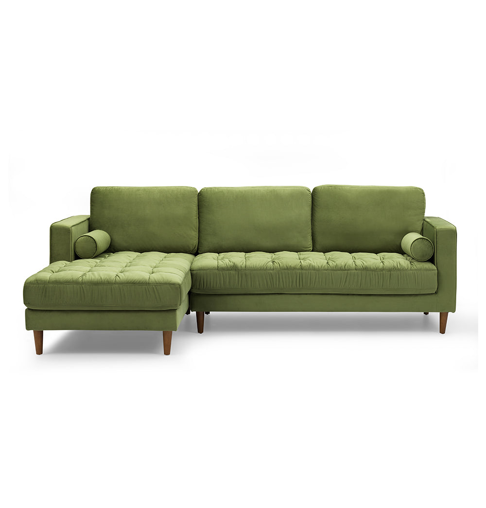 Green tufted velvet deals sofa