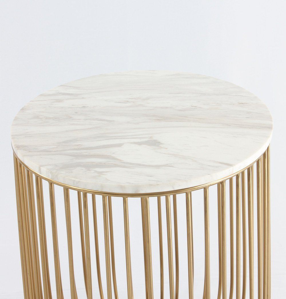Mie Side Table Carrara Marble Top & Gold Base GFURN